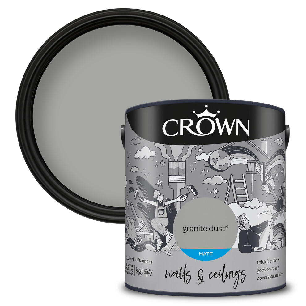 (Granite Dust) Crown Matt Paint Emulsion Walls & Ceilings 2.5L