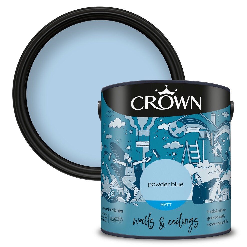 Crown (Powder Blue) Matt Paint Emulsion Walls & Ceilings 2.5L