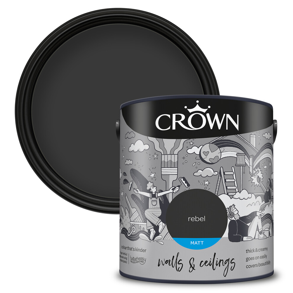 (Rebel) Crown Matt Paint Emulsion Walls & Ceilings 2.5L 5010131580123