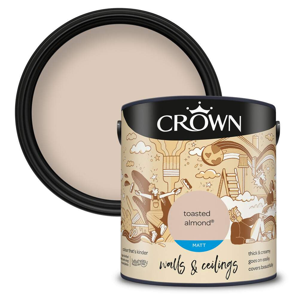 (Toasted Almond) Crown Matt Paint Emulsion Walls & Ceilings 2.5L