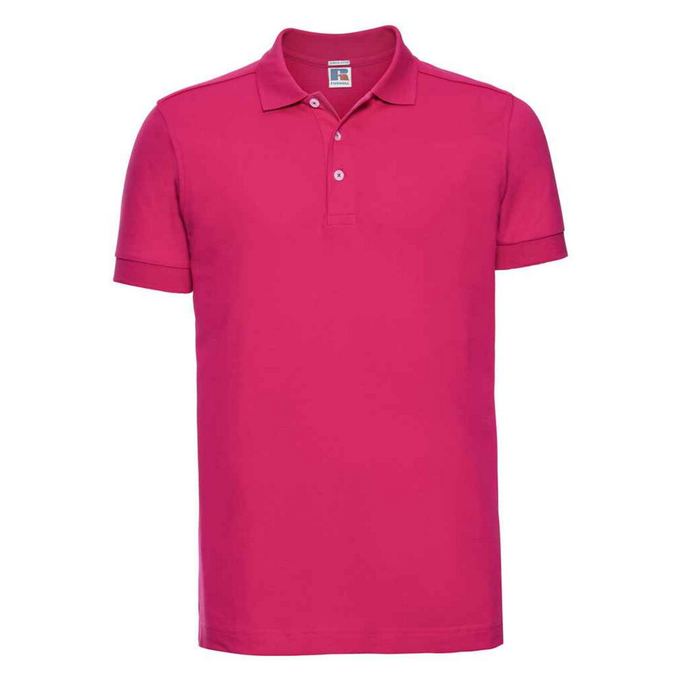 (3XL, Fuchsia) Russell Mens Pique Stretch Polo Shirt