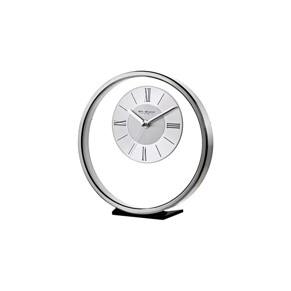 WM.Widdop. Round Silver Mantel Clock - W2937S