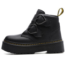 (Black, 38) Platform thick-soled Martin shoes, heart-shaped buckle, lazy women's boots, workwear short boots, casual women's shoes, heightening boots