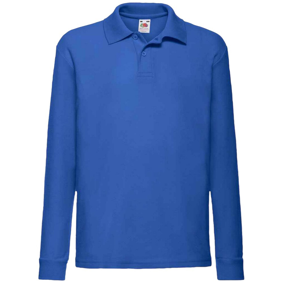 (14-15 Years, Royal Blue) Fruit Of The Loom Childrens/Kids Long Sleeve Pique Polo Shirt