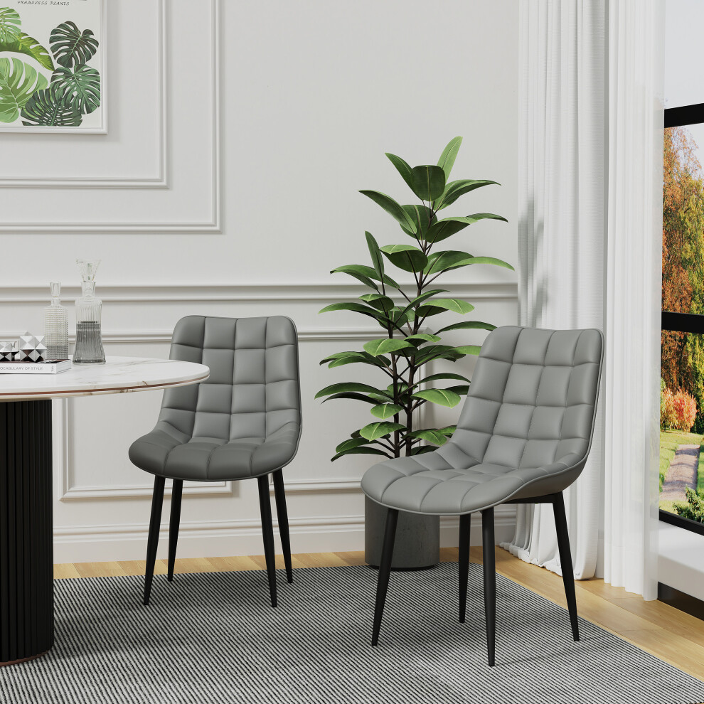 (4 pcs, Grey) Nova Modern Faux Leather Dining Chair Padded Seat Metal Legs Kitchen 2/4/6/8 PCS