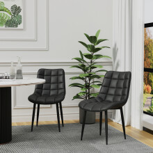 (6 pcs, Black) Nova Modern Faux Leather Dining Chair Padded Seat Metal Legs Kitchen 2/4/6/8 PCS