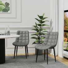 (8 pcs, Grey) Nova Modern Faux Leather Dining Chair Padded Seat Metal Legs Kitchen 2/4/6/8 PCS