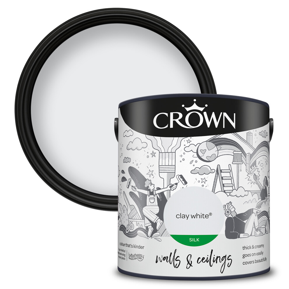 Crown (Clay White) Silk Paint Emulsion Walls & Ceilings 2.5L