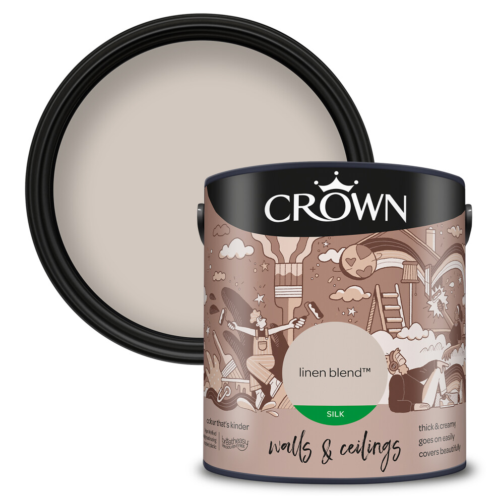 Crown (Linen Blend) Silk Paint Emulsion Walls & Ceilings 2.5L Not,Specified