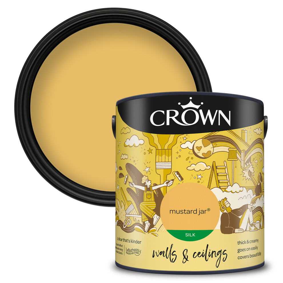 Crown (Mustard Jar) Silk Paint Emulsion Walls & Ceilings 2.5L