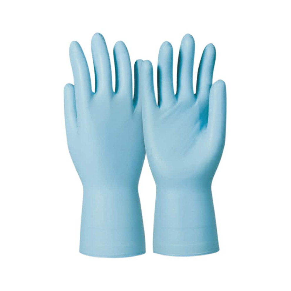 Dermatril Disposable Gloves, Blue, Nitrile, Powder Free, Textured Fingertips, Size 8, Pack of 100