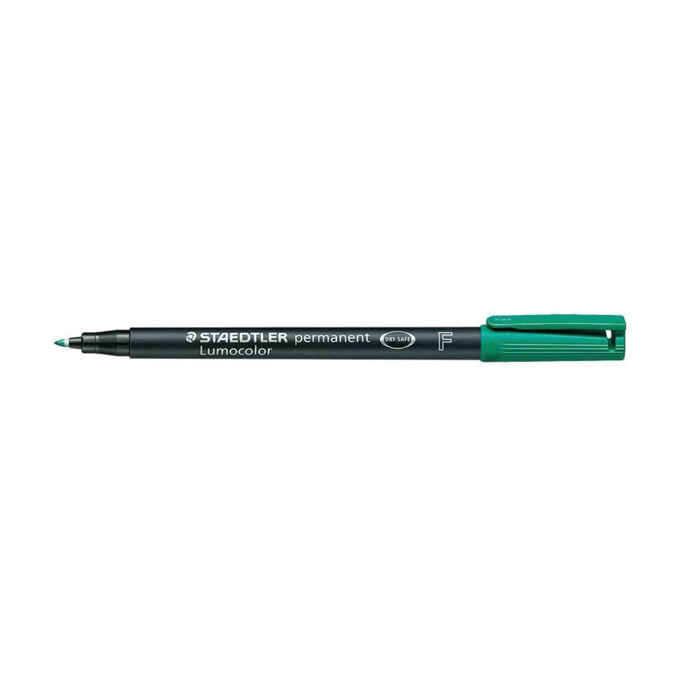 318 Lumocolor Permanent Pen 0.6MM Fine Tip - Green (Pack-10)