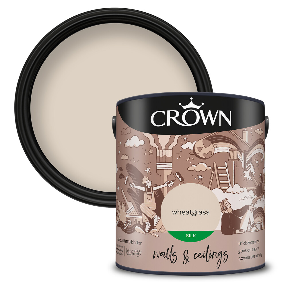 (Wheatgrass) Crown Silk Paint Emulsion Walls & Ceilings 2.5L