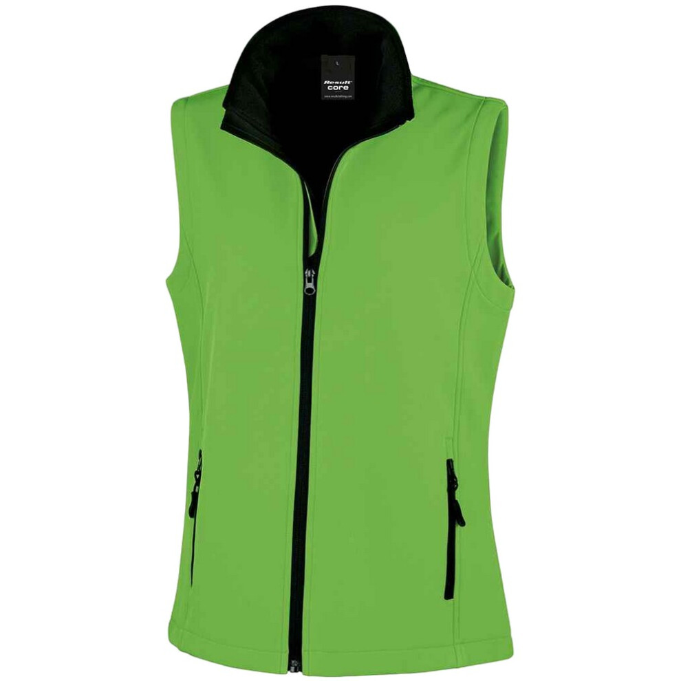 (S, Vivid Green/Black) Result Womens/Ladies Core Printable Soft Shell Bodywarmer