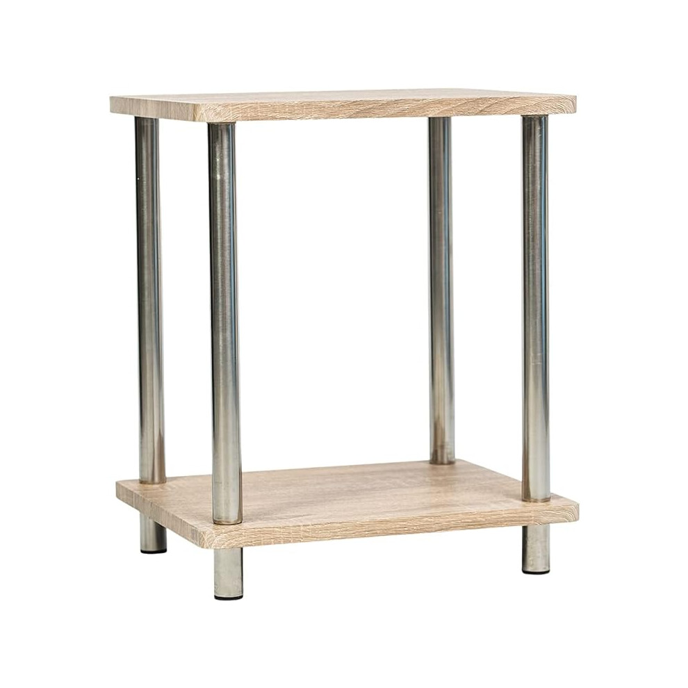 (Sonoma Oak, 2 Tier) Side Table Nightstand Coffee Table for Living Room