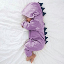 (Purple, 70cm) Newborn Infant Baby Boys Girls Dinosaur Hooded Romper Jumpsuit Pajamas Nightwear Yyds