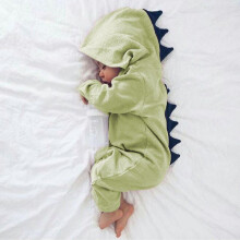 (Green, 70cm) Newborn Infant Baby Boys Girls Dinosaur Hooded Romper Jumpsuit Pajamas Nightwear Yyds
