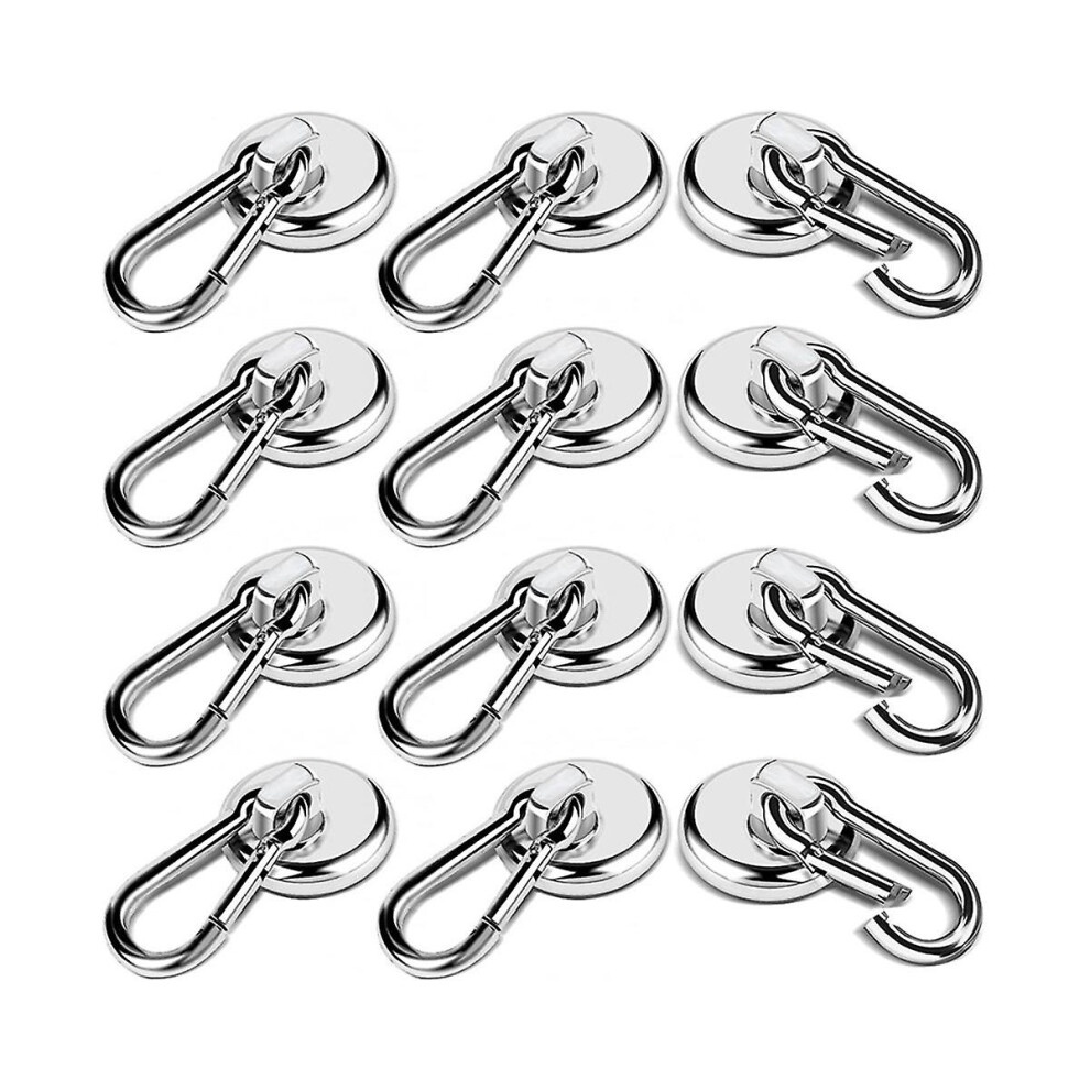 12 Pack Strong Magnetic Hooks, 60Lbs Heavy Duty Magnet Hooks Strong Neodymium Magnets With Carabiner Hook 9099488681055
