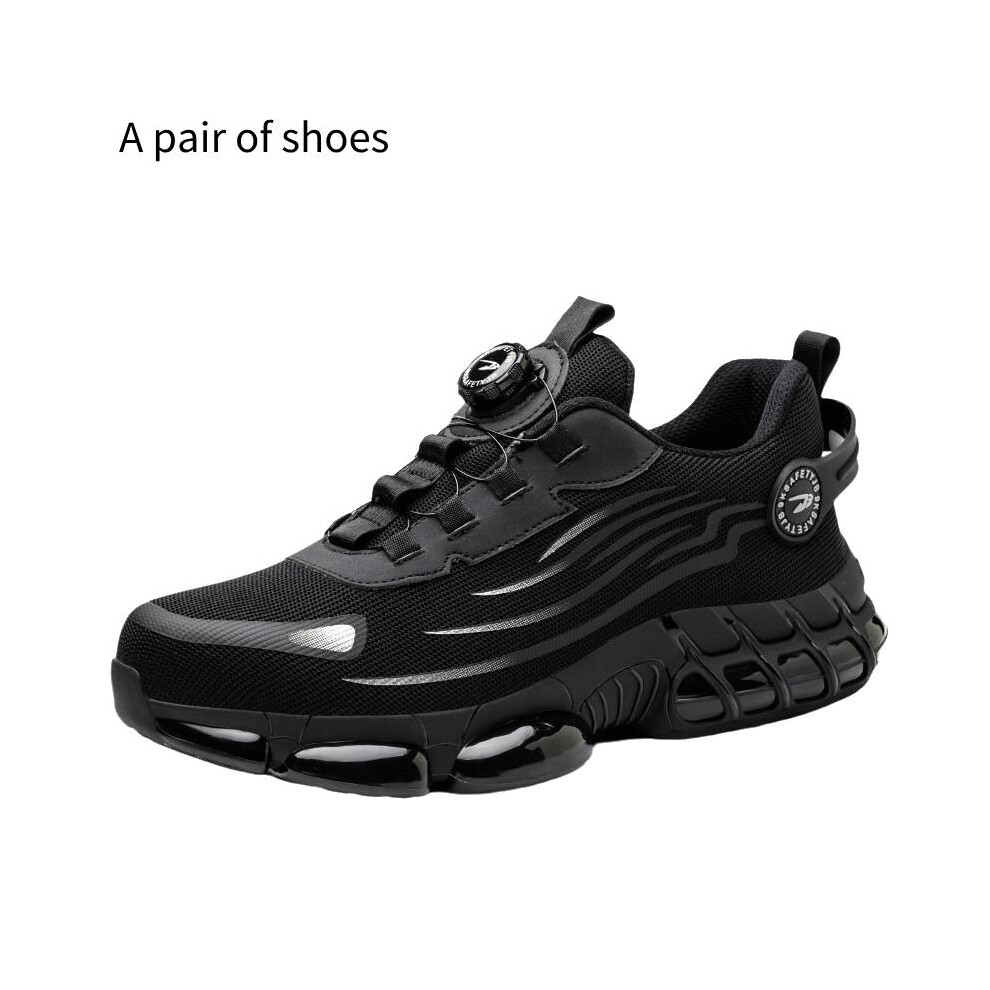 (Black, 44?Foot Length27cm/10.63in) Safety Shoes Trainers Mens Womens Lightweight Steel Toe Cap Work Boots Footwear