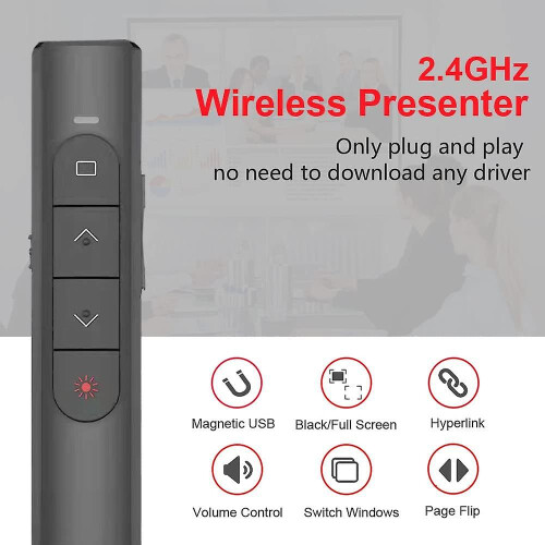 Powerpoint Computer Remote Control With Hyperlink Volume, 2.4ghz Usb Powerpoint Remote Control Wireless Pointer Presentation Clicker Powerpoint Zapett 2