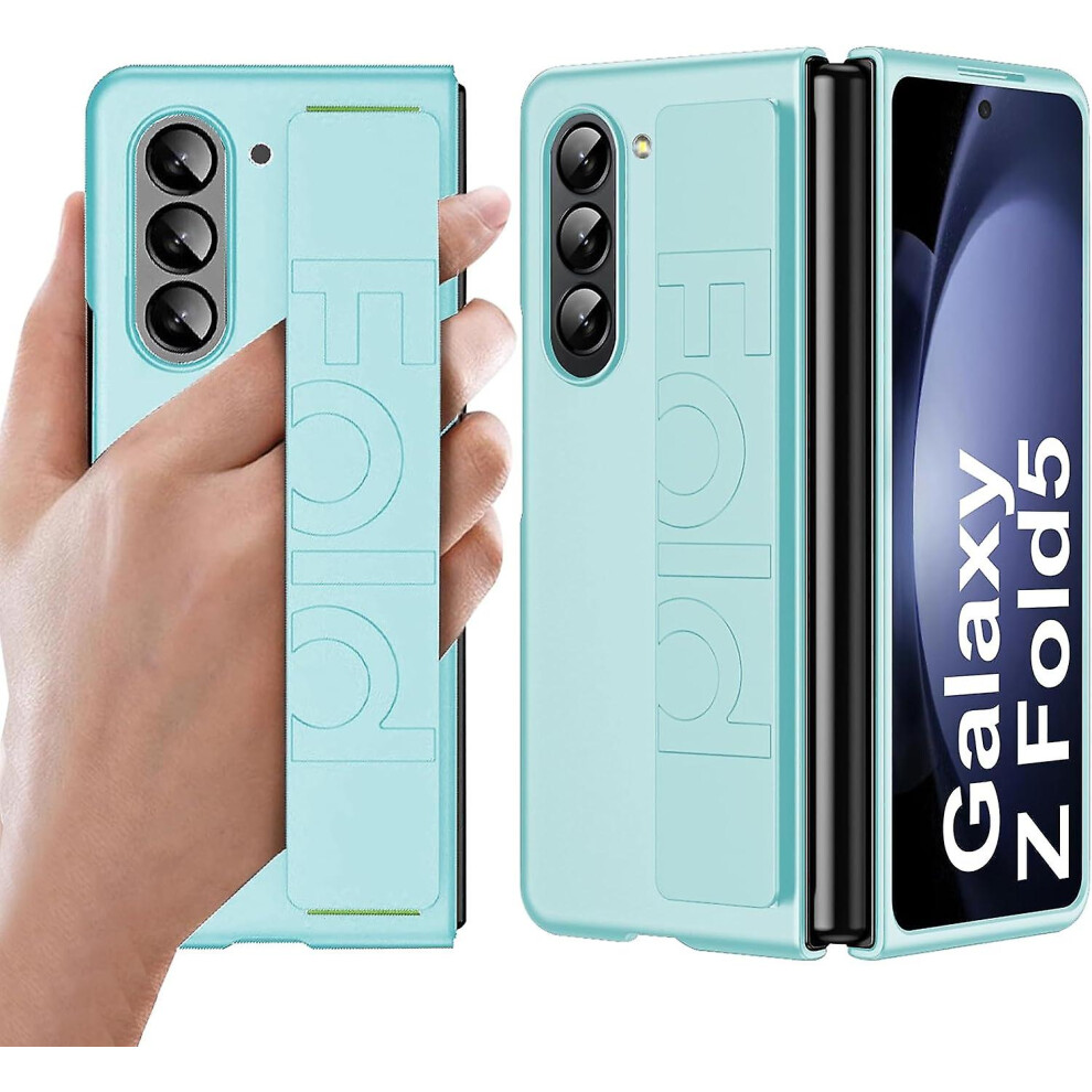 (Green) Galaxy Z Fold 5 Case With Strap,Silicone Shockproof Case For Samsung Galaxy Z Fold 5 With Elastic Finger Wristband Green 9099488774962