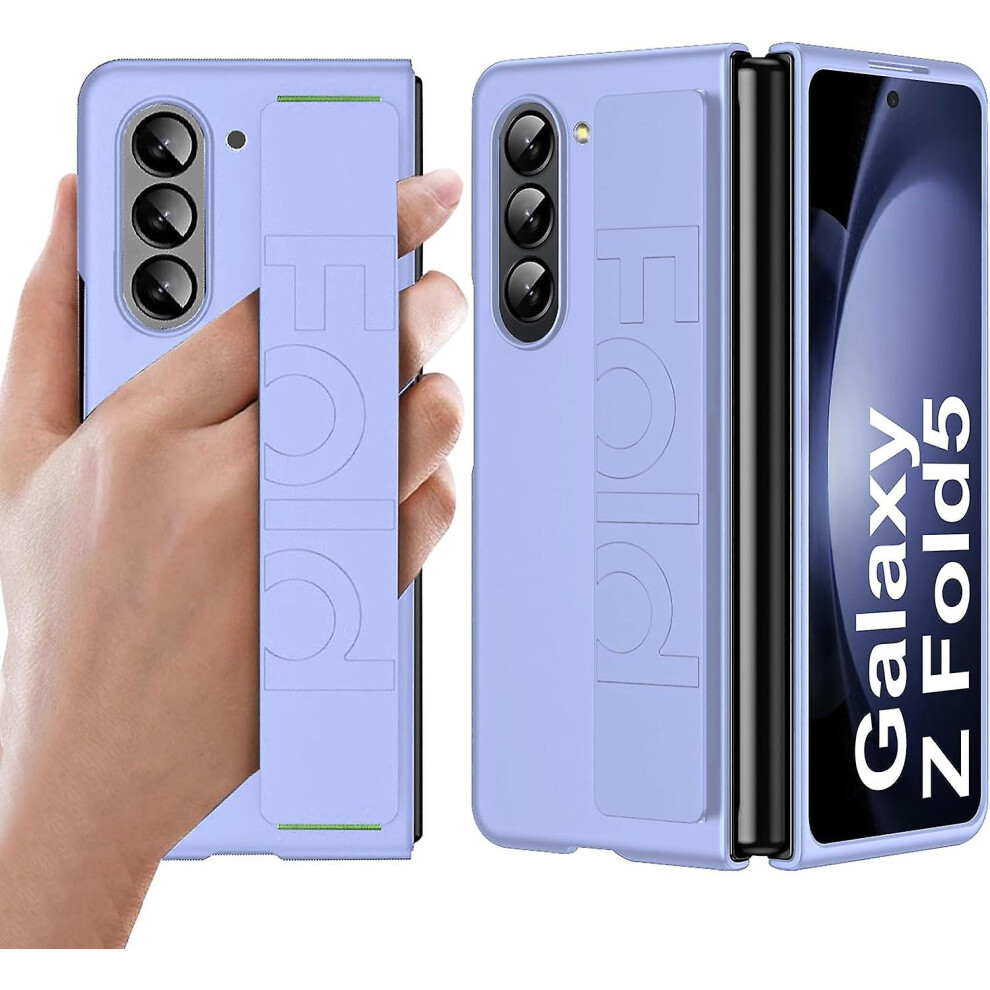 (Purple) Galaxy Z Fold 5 Case With Strap,Silicone Shockproof Case For Samsung Galaxy Z Fold 5 With Elastic Finger Wristband Purple 9099488774993