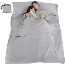 Double Sleeping Bag Soft Double Sleeping Sheet Cotton Warm Sleeping Bag Lightweight Travel Sheet For Hotel Outdoor Travel Camping (grey, Double)