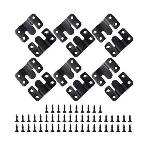 12pcs Black Mount Bracket Interlock Hanging Buckle Z Clips Headboard Wall Mounting Brackets With 48
