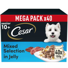 40 x 100g Cesar Sauce Selection Adult Wet Dog Food Pouches Mixed in Jelly