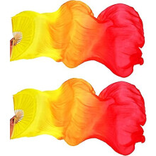 Left Right Women Belly Dance Fan Veil Long Silk Fan(style 2)