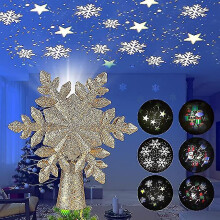 (gold, snowflake) Christmas Tree Topper Lighted Star, Projector For Christmas Tree Ornament