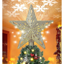 (gold, star) Christmas Tree Topper Lighted Star, Projector For Christmas Tree Ornament