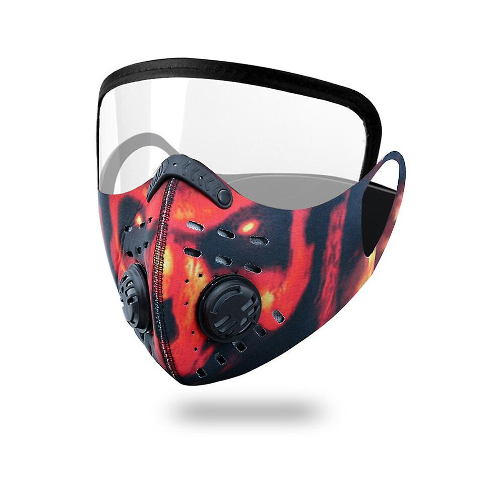 (Red Skull) Face Mask Cycling Breathing Mask Filter Live Bicycle Dust Mask With Protective Lens Mesh Breathable Fabric Anti-Fog 9099488801316