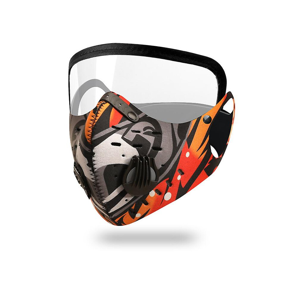 (Design Of Orange) Face Mask Cycling Breathing Mask Filter Live Bicycle Dust Mask With Protective Lens Mesh Breathable Fabric Anti-Fog 9099488801330