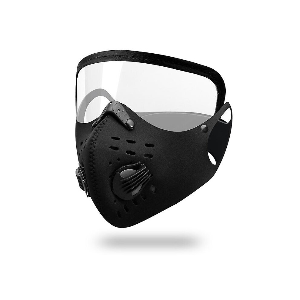 (Black) Face Mask Cycling Breathing Mask Filter Live Bicycle Dust Mask With Protective Lens Mesh Breathable Fabric Anti-Fog 9099488801354