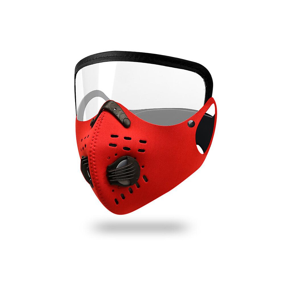 (Red) Face Mask Cycling Breathing Mask Filter Live Bicycle Dust Mask With Protective Lens Mesh Breathable Fabric Anti-Fog 9099488801361