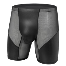 (Black, XXL) Men Long Legging Erotic Sexy Sport Boxer Casual Breathable Brand Transparent Underwear Panties