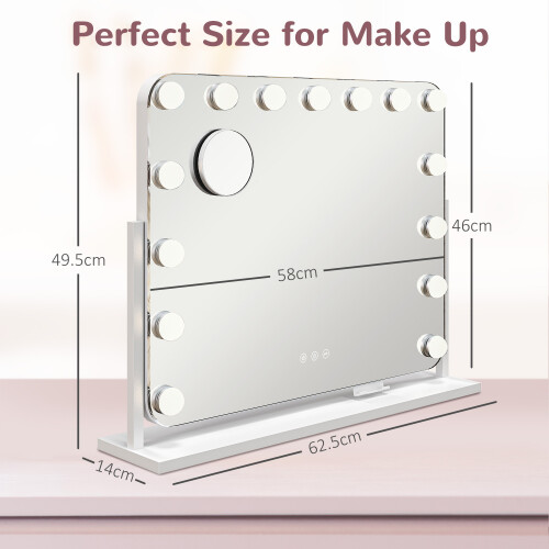 Homcom HOMCOM Hollywood Dimmable Lighted Makeup Mirror with Magnifier, USB Port 1