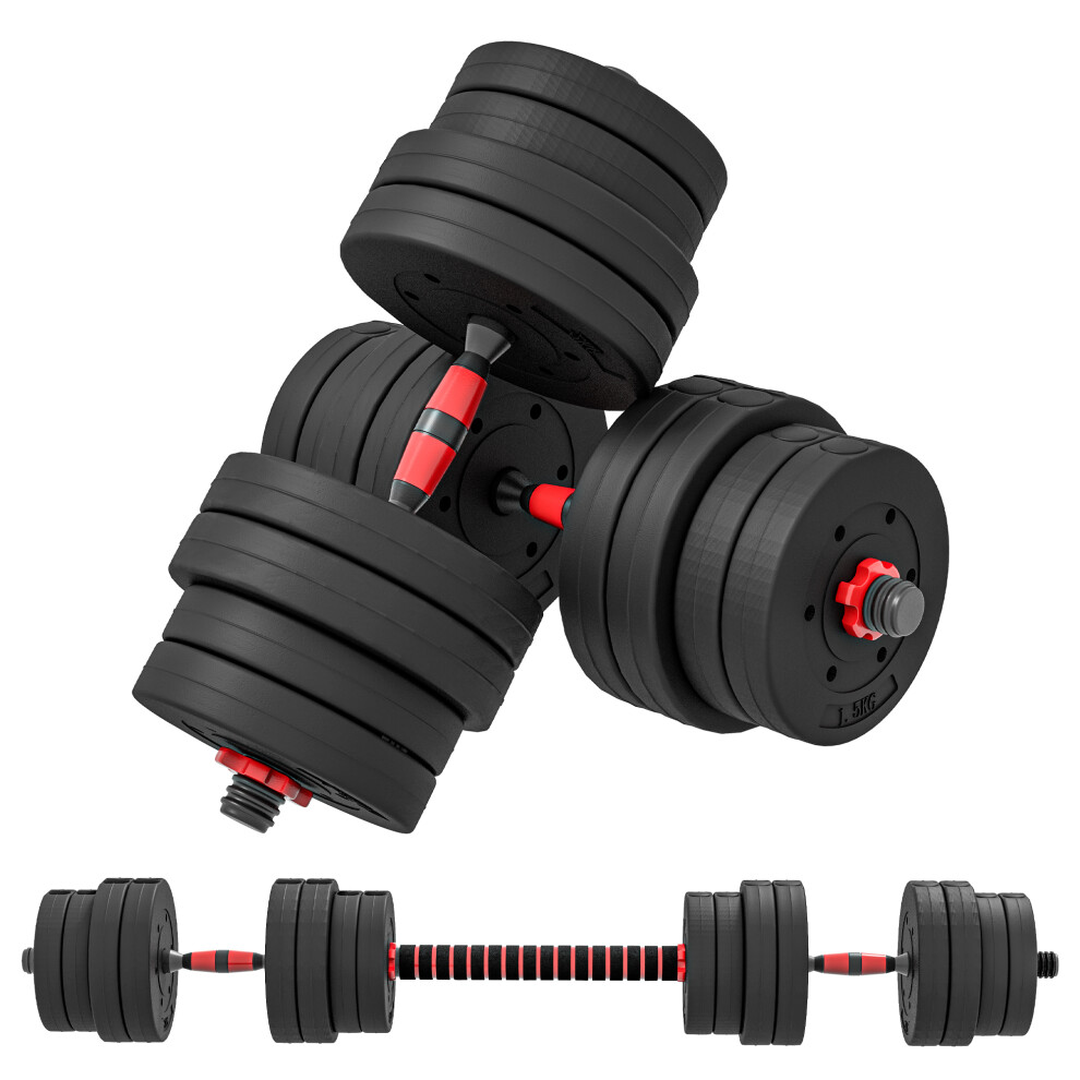 HOMCOM 30kg Adjustable 2 IN 1 Barbell Dumbbells Weight Set For Body Fitness