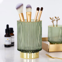 (8.7cm Dia x 13cm H) Thickened Ribbed Glass Brush Holder