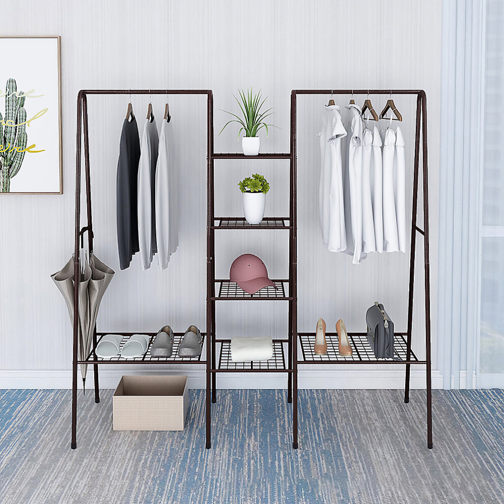 Metal Clothing Rack with 4-Tier Grid Shelves