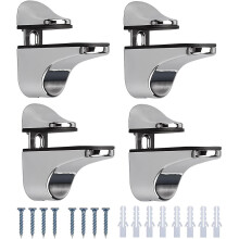 Adjustable Polished Zinc Alloy Glass Shelf Supports - 4 Pieces for Glass/Wood Floors (3-20mm)