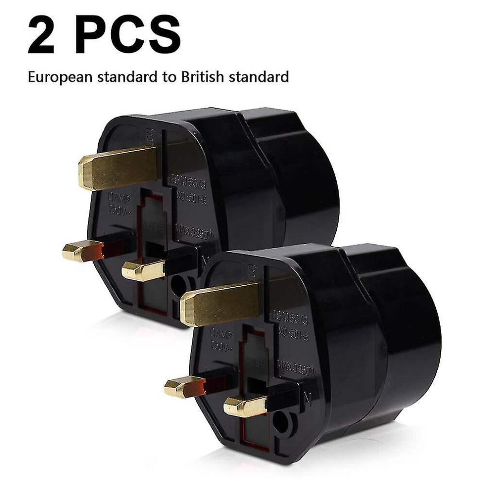 (Black) 2X Travel Adapter Adapter Plug For England - Travel Plug Power Adapter Eu To Uk Socket - Travel Plug Black 9099488826111