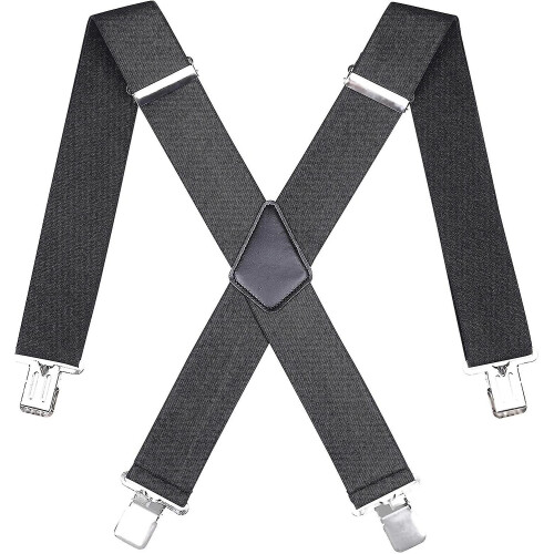 50mm Wide Men Trouser Braces - X Shape Adjustable Elasticated Heavy Duty
