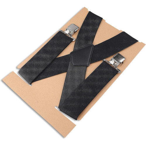 50mm Wide Men Trouser Braces - X Shape Adjustable Elasticated Heavy Duty 2