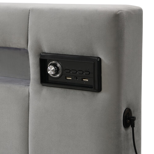4ft6 Double Bed 135x190cm with 12 dynamic modes, Grey 1