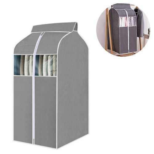 Hanging Clothes Bag Garment Bag Organizer Storage With Clear Pvc,gray 2