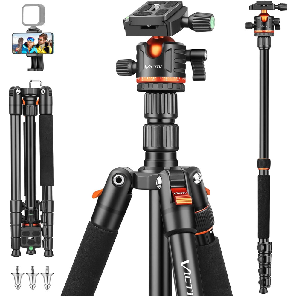 78.7"/ 200cm Camera Tripod, Travel Tripod, Portable Compact Tripod, 360 Panoramic Ball Head DSLR Camera Tripod for Canon Sony Nikon