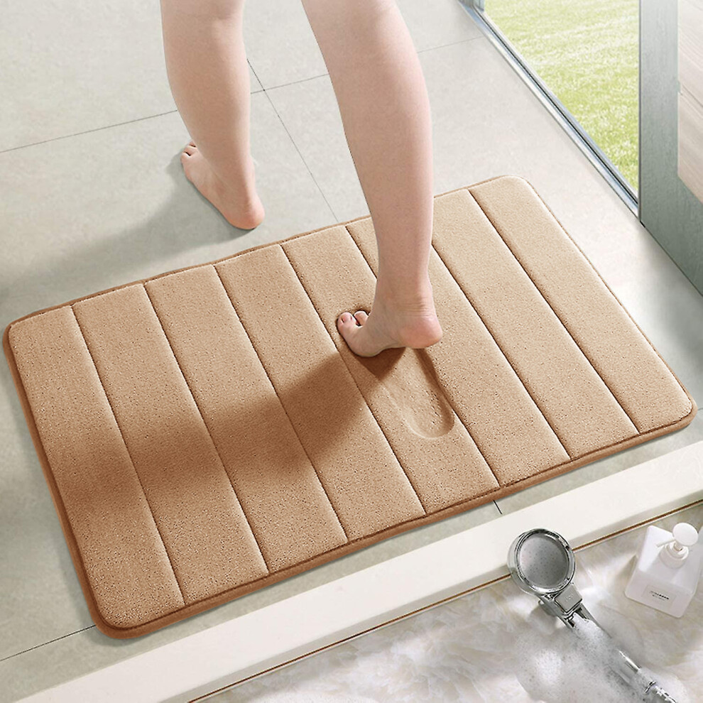 (40x60 cm, Beige Bath Mat) Memory Foam Bath Mat Non Slip Bathroom Shower Rug