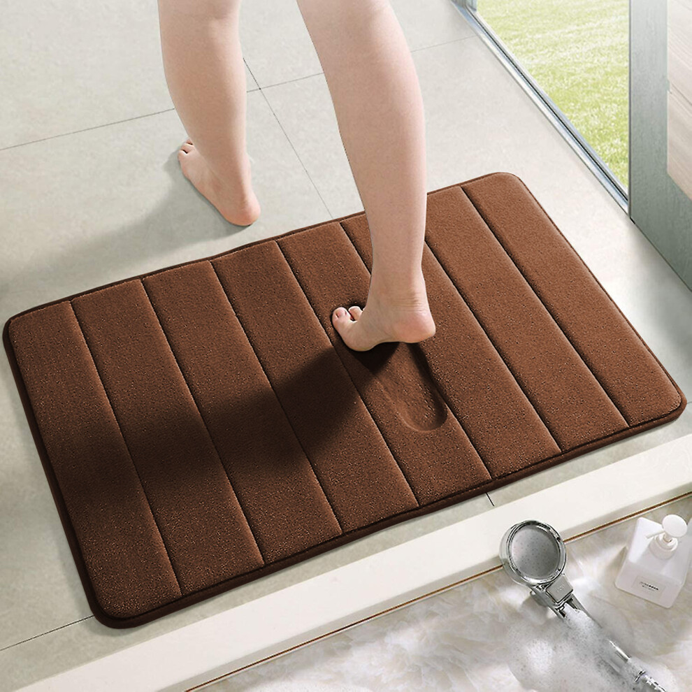 (40x60 cm, Brown/Coffee Bath Mat) Memory Foam Bath Mat Non Slip Bathroom Shower Rug